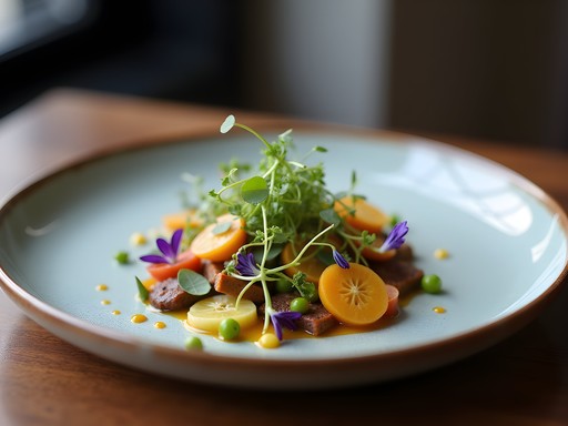 Elegantly plated seasonal dish at Spencer restaurant in Ann Arbor with fall ingredients