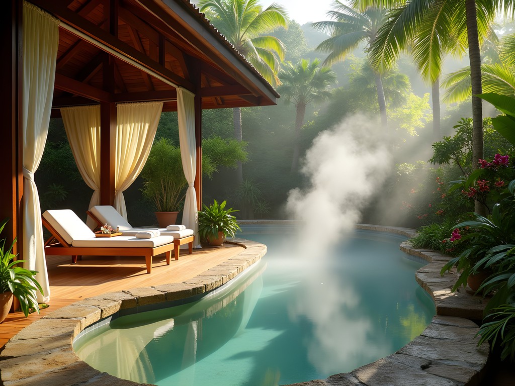 Private thermal pool suite at luxury wellness retreat in Arima Trinidad