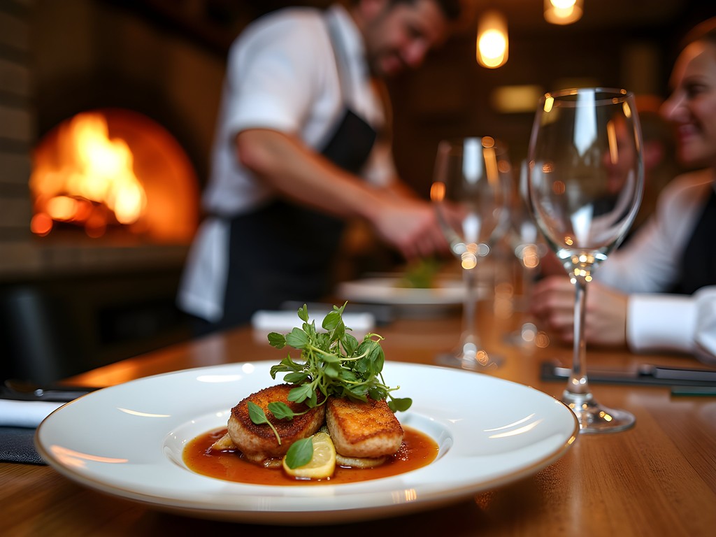Elegant farm-to-table dining experience at upscale Atlanta restaurant with chef presentation