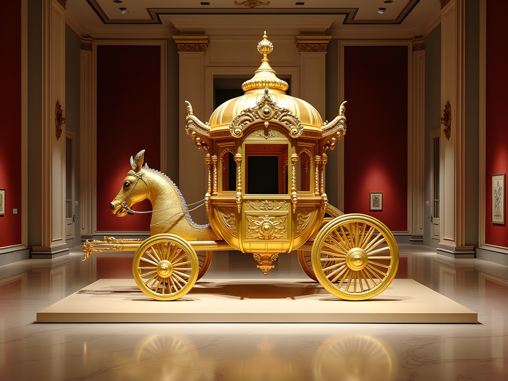 Gold ceremonial chariot display at the Royal Regalia Museum in Bandar Seri Begawan