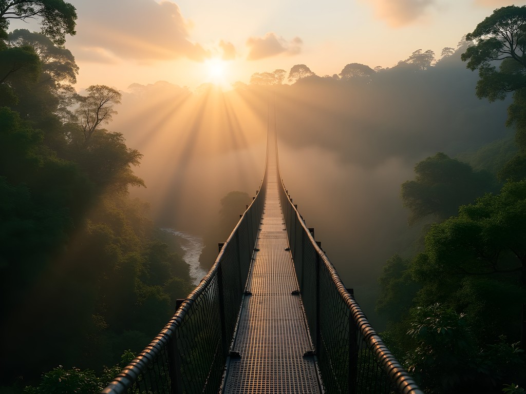 Sunrise view from the canopy walkway in Ulu Temburong National Park, Brunei