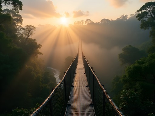 Sunrise view from the canopy walkway in Ulu Temburong National Park, Brunei