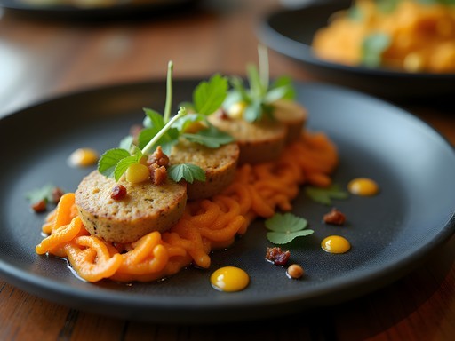 Elegantly plated South Indian cuisine with modern presentation at upscale Bangalore restaurant