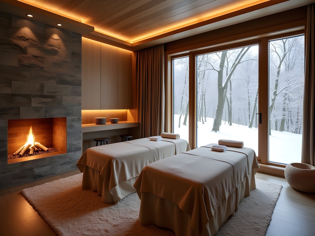 Luxury indigenous spa treatment room with ceremonial elements in Bloomington