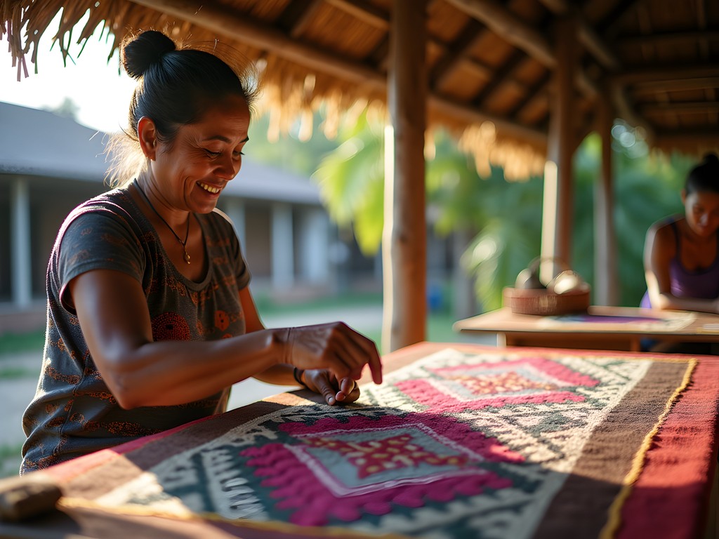 Ngäbe-Buglé artisan demonstrating traditional textile techniques in Bocas del Toro