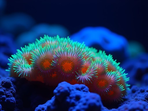 Spectacular fluorescent coral formations during specialized night dive in Bonaire