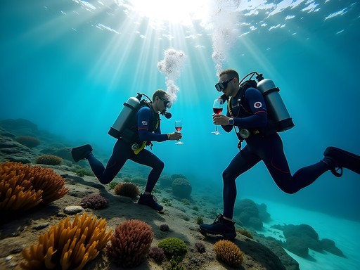Exclusive underwater wine tasting experience in Bonaire's clear Caribbean waters