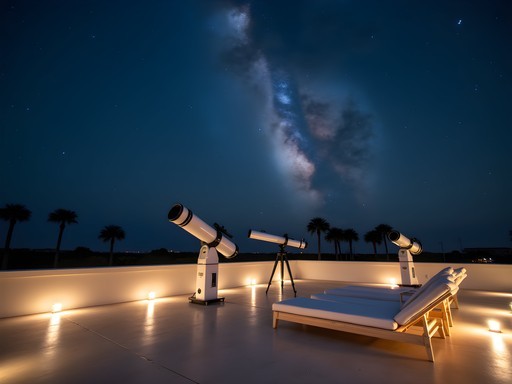 Luxury resort stargazing experience with telescopes under the Maya night sky