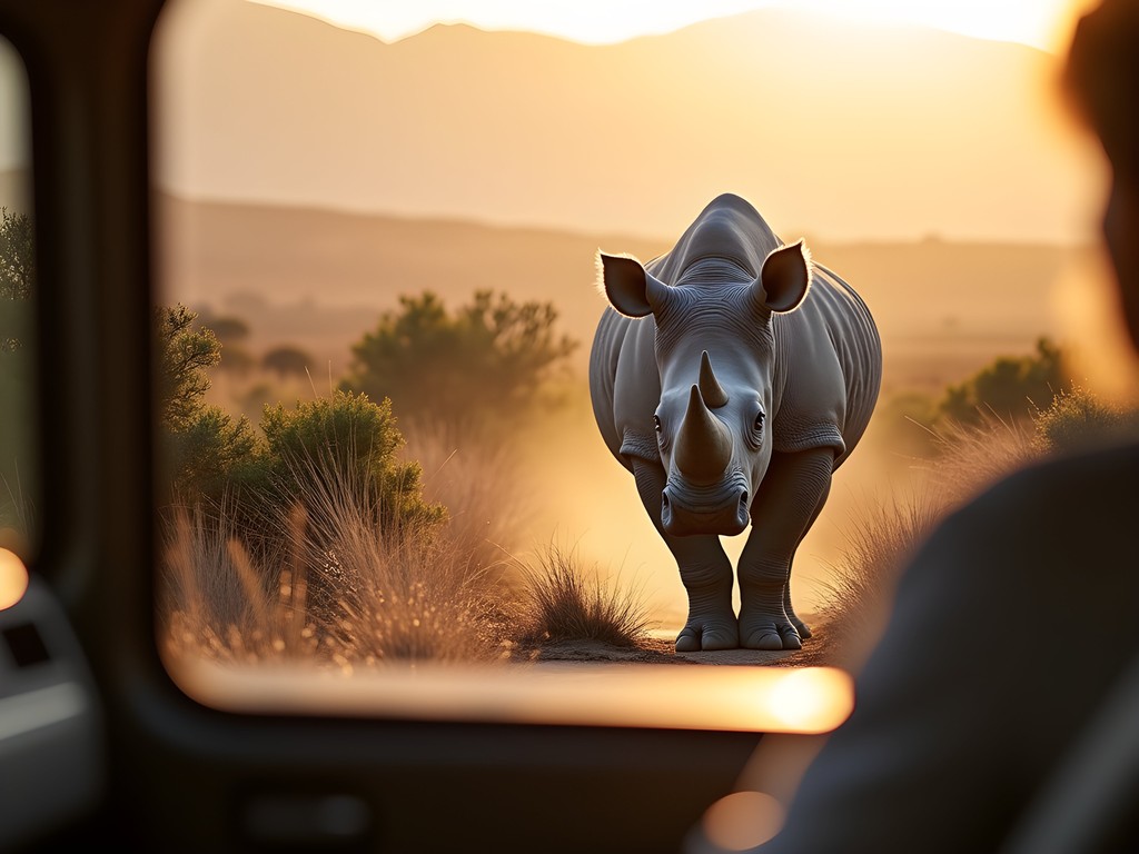 Luxury private safari experience near Cape Town with close rhinoceros encounter