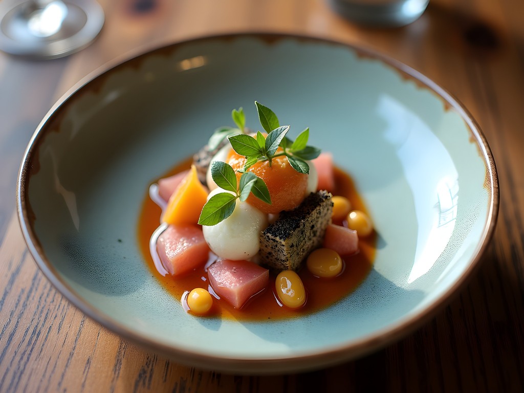 Elegant plated desert-inspired cuisine with native ingredients at luxury Chandler restaurant