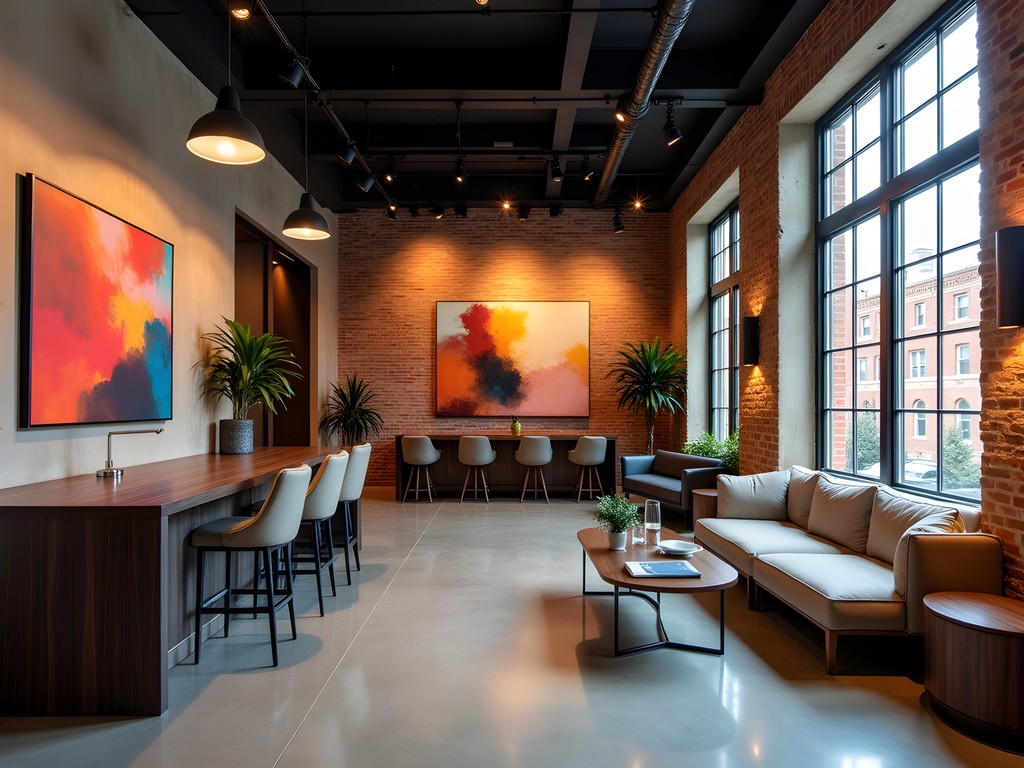 Contemporary art installation in 21c Museum Hotel Cincinnati lobby with modern lighting