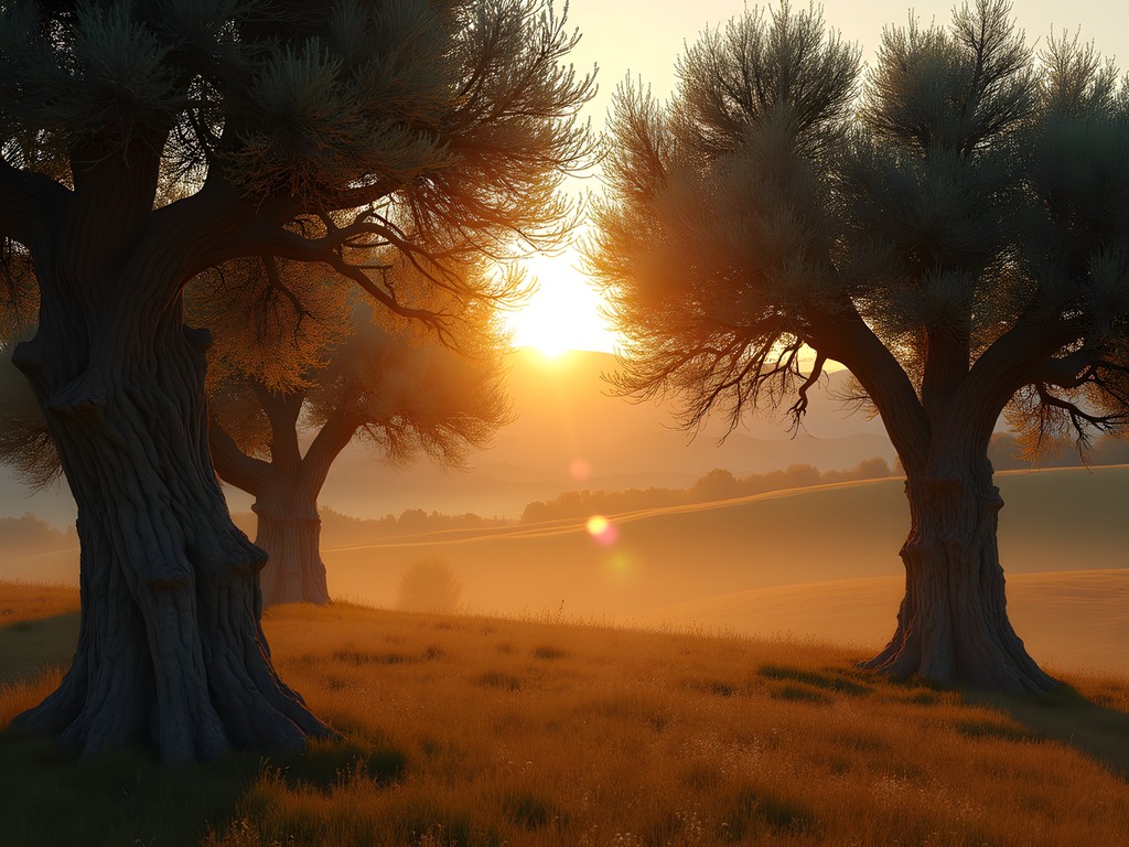 Luxury private tour of ancient olive grove in Andalusian countryside at sunrise