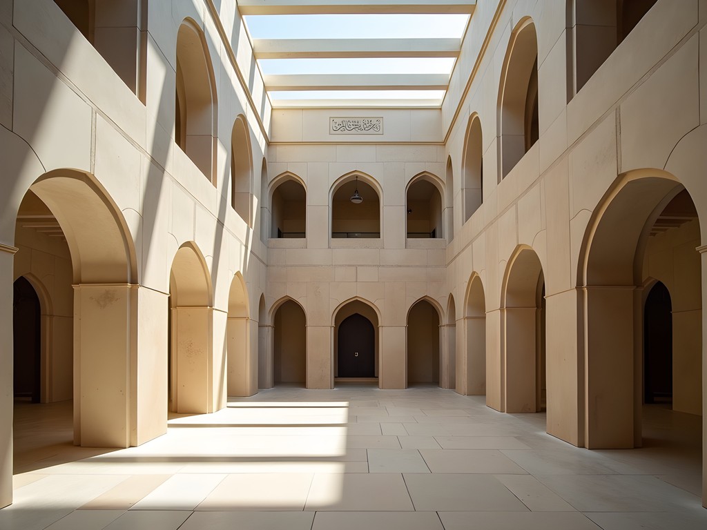 Museum of Islamic Art interior courtyard with dramatic light patterns