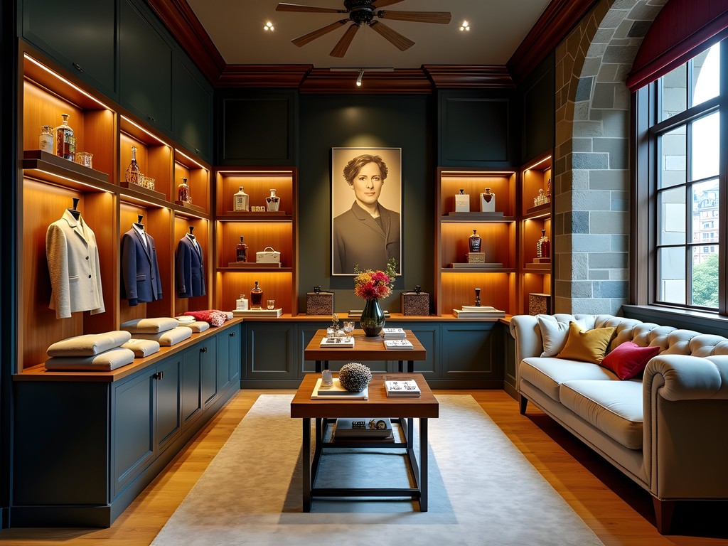 Browsing artisanal Scottish products in a hidden luxury boutique in Edinburgh