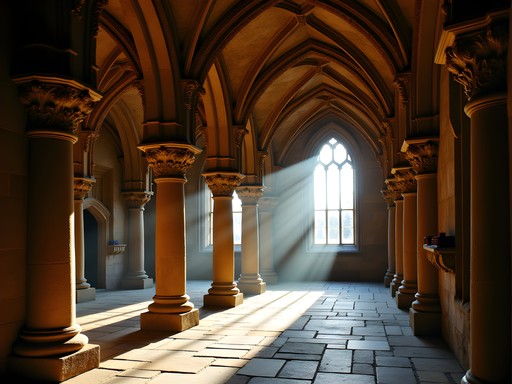 Couple enjoying private evening tour of Rosslyn Chapel with dramatic lighting