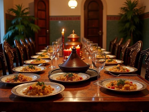 Elegant private Moroccan dining setup in traditional riad