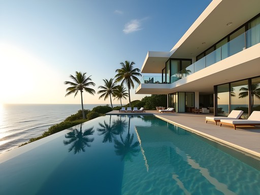 Luxury oceanfront villa with infinity pool overlooking Atlantic Ocean in Fort Lauderdale