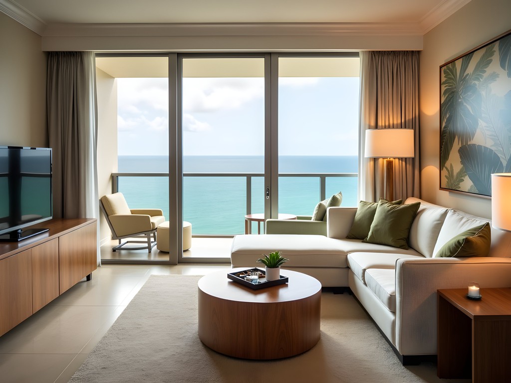Luxury hotel suite with sustainable design elements and ocean view in Fort Lauderdale
