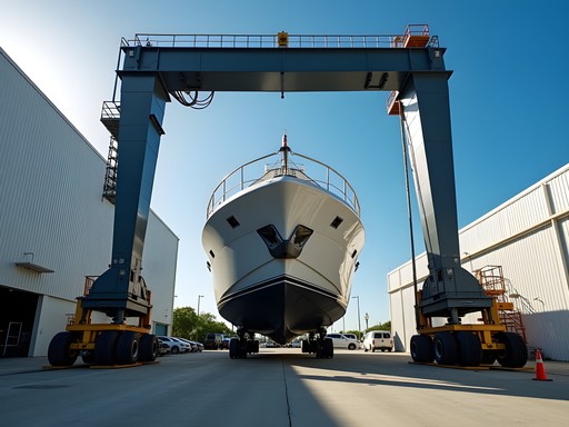 Mega yacht maintenance facility in Fort Lauderdale showing engineering infrastructure