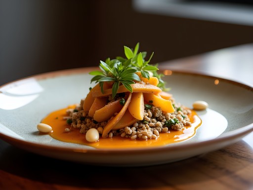 Elegant plated desert-inspired cuisine with indigenous ingredients in Glendale restaurant