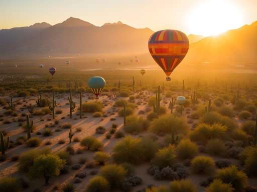 Luxury hot air balloon experience over Glendale's Sonoran Desert at sunrise