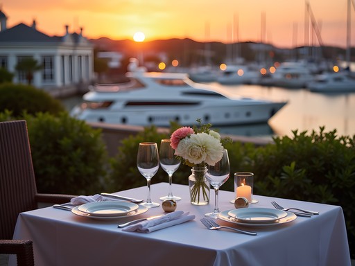 Exclusive private terrace dining setup overlooking Hamilton Harbour at sunset