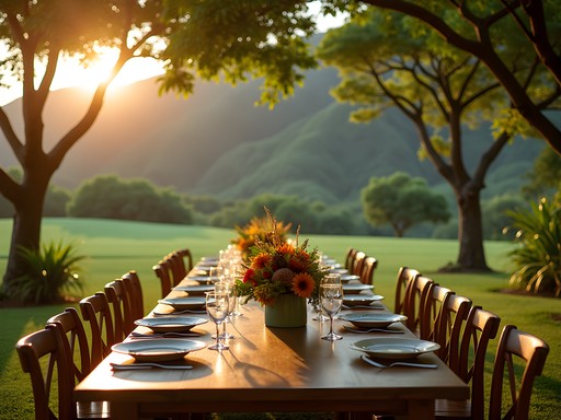 Farm-to-table dinner setup at Kahumana Organic Farm in Waianae Valley Honolulu