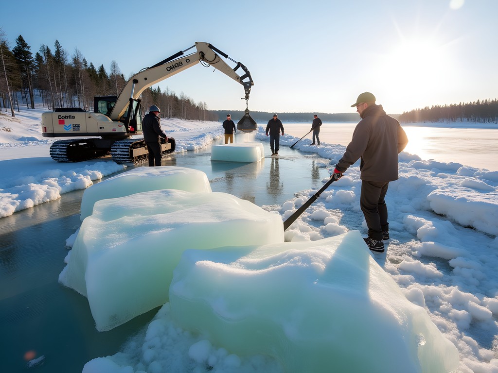Sustainable ice harvesting process from Torne River for ICEHOTEL construction