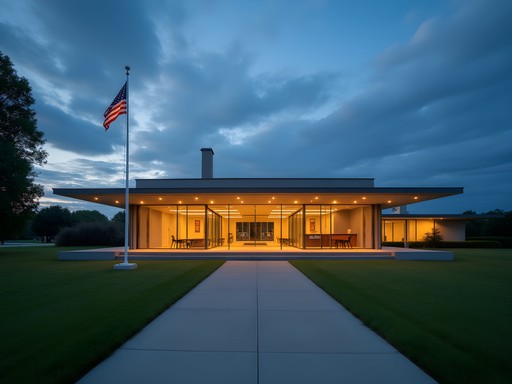 Truman Presidential Library in Independence Missouri at dusk