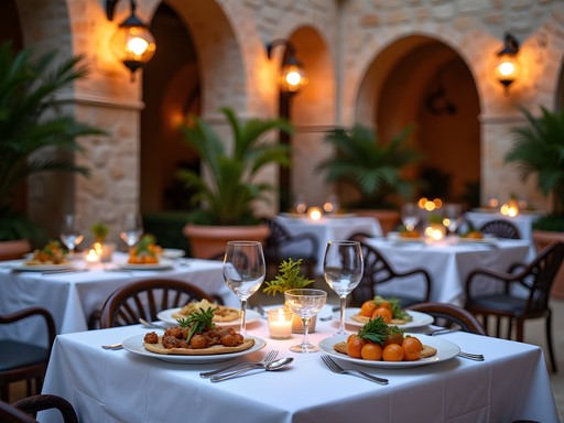 Elegant courtyard dining experience in historic Jericho mansion