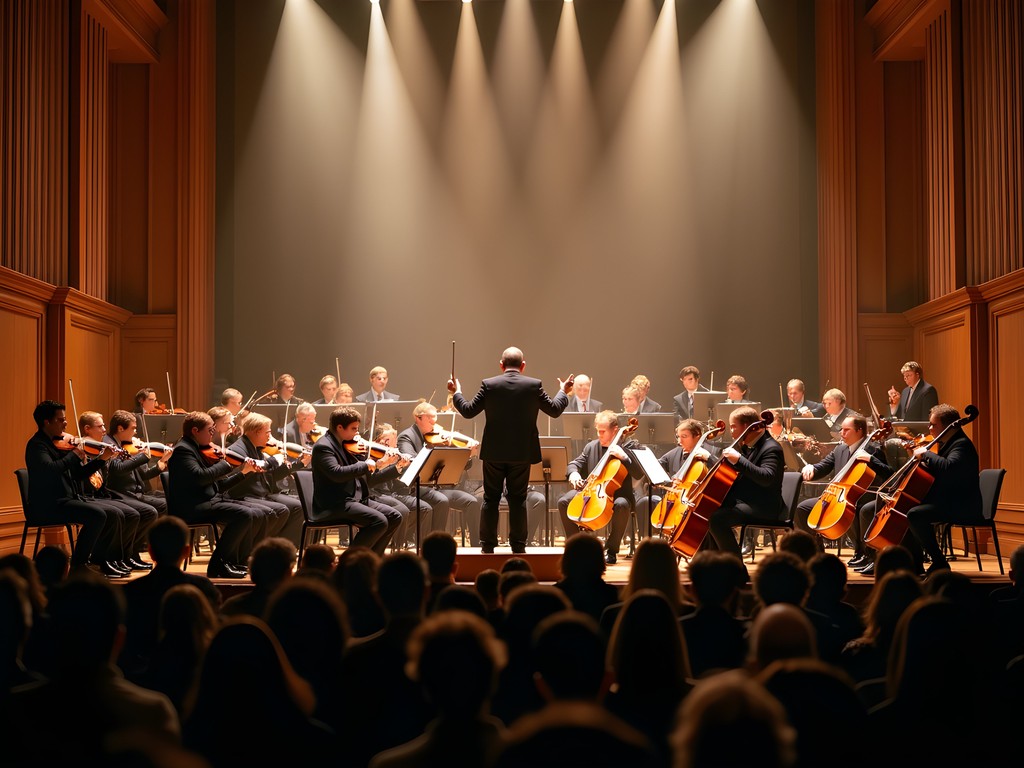 Elegant symphony performance in Johns Creek with dramatic lighting
