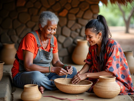 Traditional basket weaving demonstration during luxury cultural tour in Kasane, Botswana