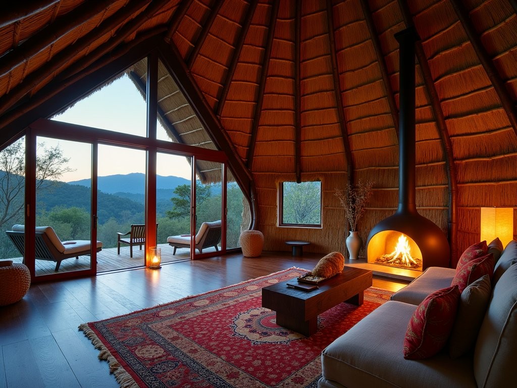 Luxury forest villa at Bisate Lodge with panoramic views of Volcanoes National Park