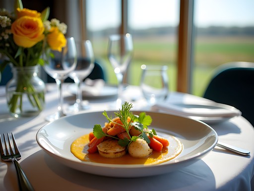 Elegant farm-to-table dinner setting at a luxury Kentucky restaurant featuring local ingredients