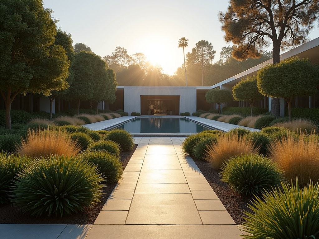 The sculptural gardens at The Getty Center in Los Angeles during a private tour