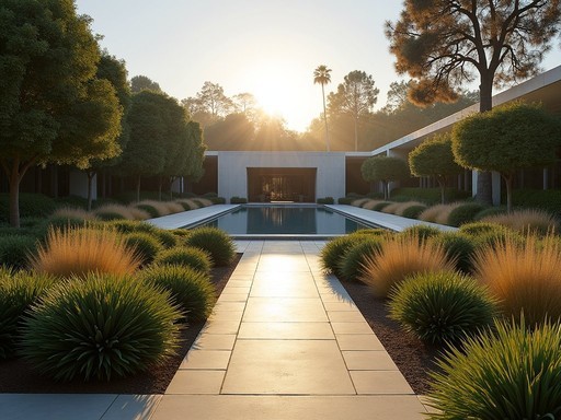 The sculptural gardens at The Getty Center in Los Angeles during a private tour