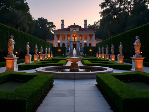 Empty ornate gardens of Vizcaya Museum during private evening tour