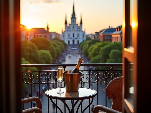 Exclusive private balcony view overlooking Jackson Square in New Orleans