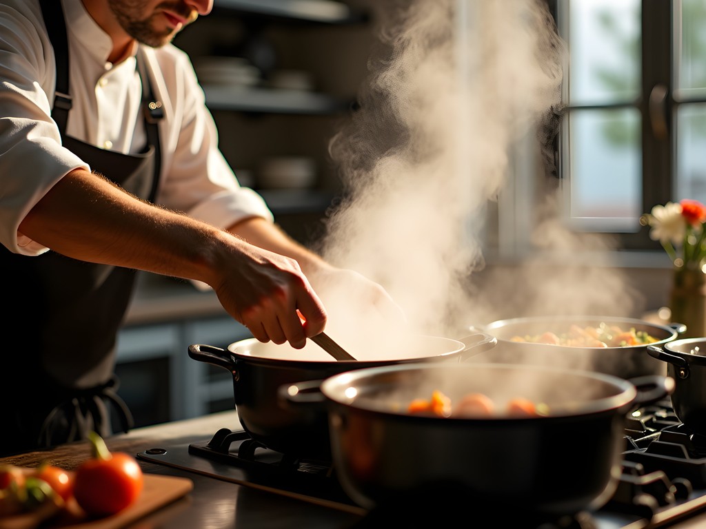 Chef demonstrating thermal cooking techniques with mineral waters in Bansko