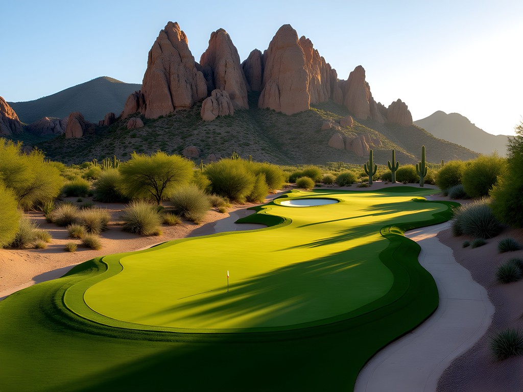 Championship golf course at Boulders Resort with massive ancient boulder formations