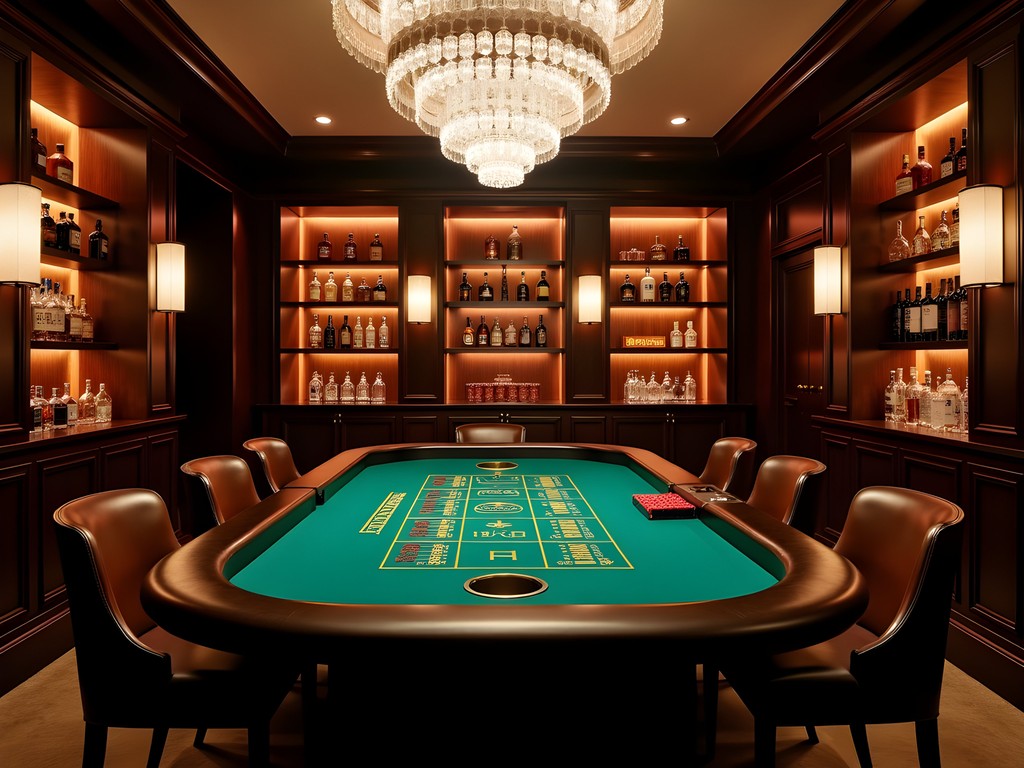 Elegant private casino room with baccarat table in Samana luxury resort