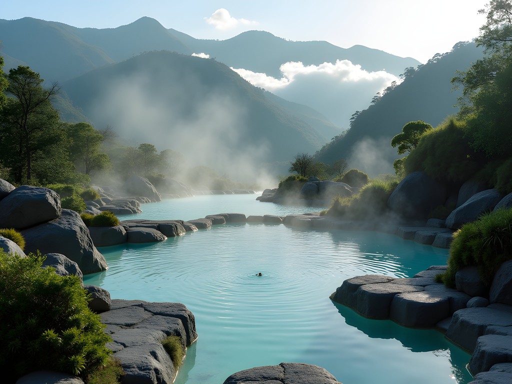 Luxury thermal pools at Papallacta Hot Springs with Andean mountain backdrop