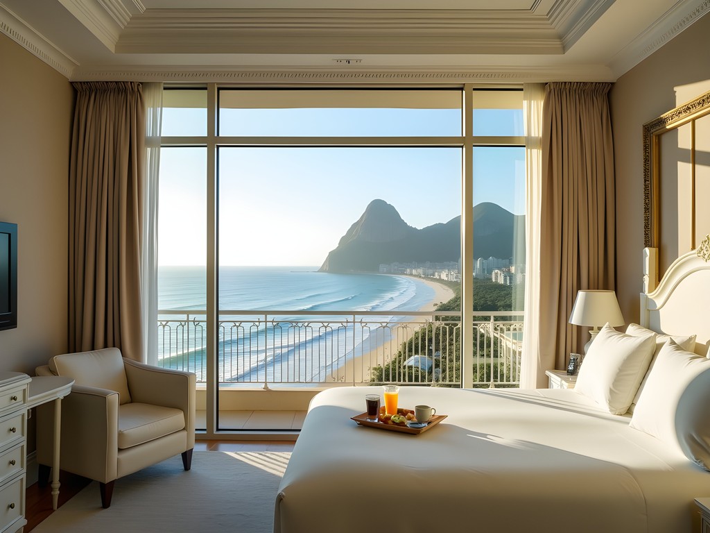 Luxury suite with panoramic ocean views at Copacabana Palace in Rio de Janeiro