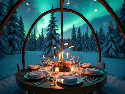 Luxury wilderness dining experience under the Northern Lights in Rovaniemi