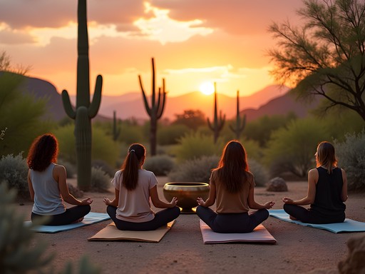 Sound healing session at CIVANA Wellness Resort in the Scottsdale desert at sunrise