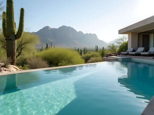 Infinity edge meditation pool overlooking Camelback Mountain in Scottsdale