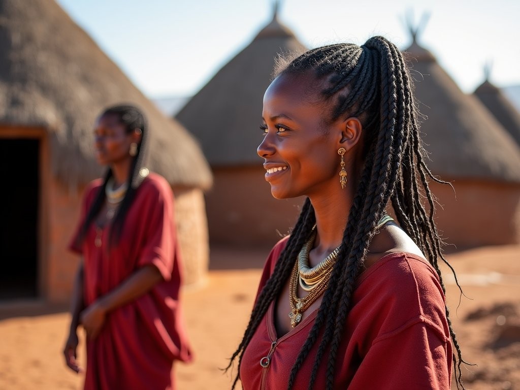 Authentic cultural encounter with Himba people in traditional village setting in northern Namibia