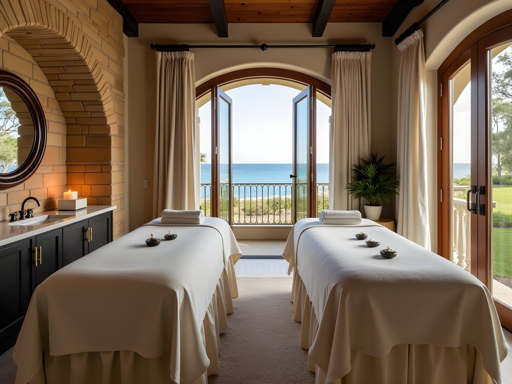 Luxurious couples massage room with ocean view at Poseidon Spa in St. Augustine
