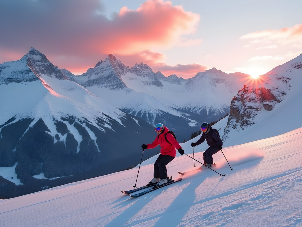 Exclusive early morning skiing on pristine slopes in St. Moritz with dramatic mountain backdrop