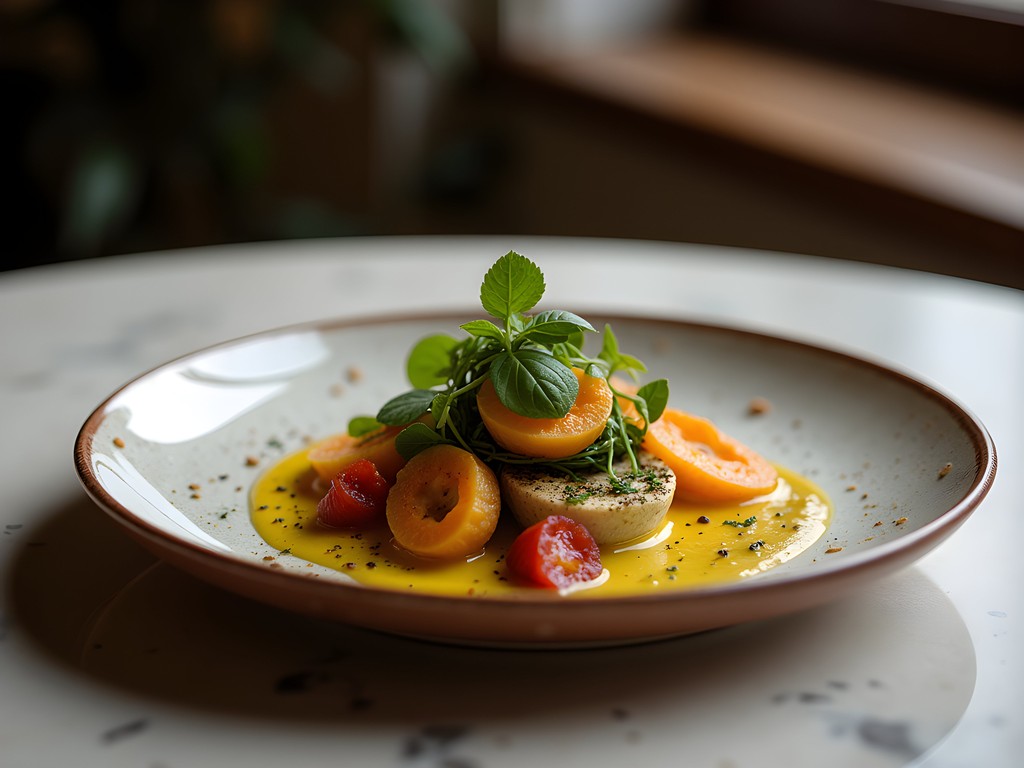 Elegant plating of a Michelin-starred dish at Casa Perbellini restaurant in Verona